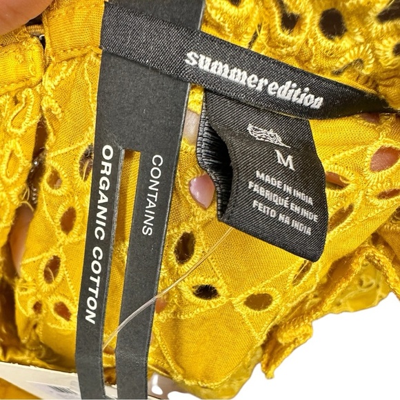 Scotch & Soda Yellow Eyelet Exaggerated Ruffle Top Size M Euro Summer Vibe! - Picture 9 of 13